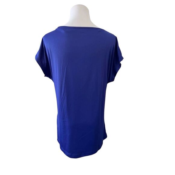 Adidas Climalite Graphic Scoop Neck‎ Top LARGE Graphic Activewear Pullover Blue - Picture 5 of 11